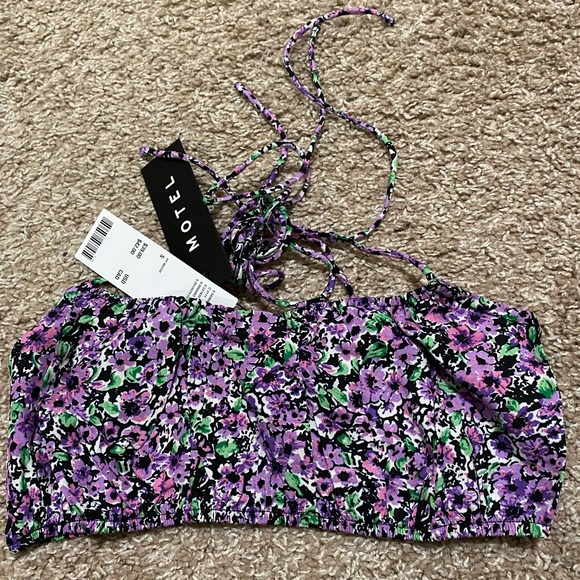Motel Hepsie Tie-Shoulder Cropped Bralette Top NWT Size S - Picture 5 of 7